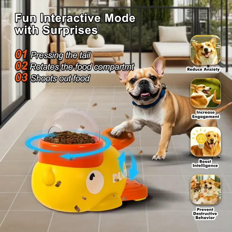 Yellow Duck-Shaped Interactive Dog Treat Dispenser Durable Plastic Training dogToy Puzzle Slow Feeder Dog Entertainment Toy Yellow Duck-Shaped Interactive Dog Treat Dispenser Durable Plastic Training dogToy Puzzle Slow Feeder Dog Entertainment Toy