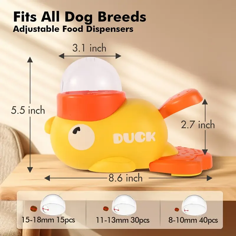 Yellow Duck-Shaped Interactive Dog Treat Dispenser Durable Plastic Training dogToy Puzzle Slow Feeder Dog Entertainment Toy Yellow Duck-Shaped Interactive Dog Treat Dispenser Durable Plastic Training dogToy Puzzle Slow Feeder Dog Entertainment Toy