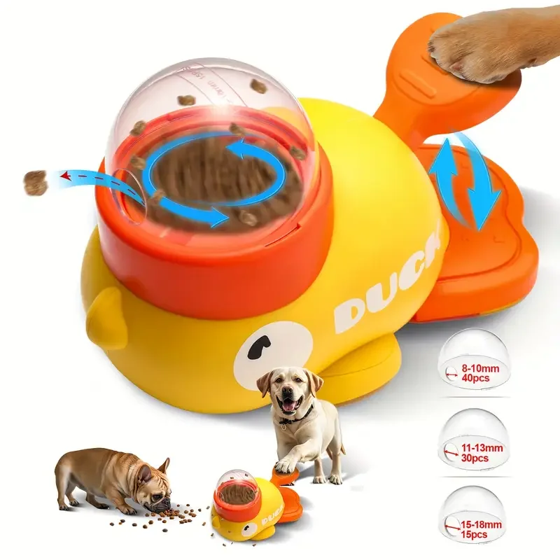 Yellow Duck-Shaped Interactive Dog Treat Dispenser Durable Plastic Training dogToy Puzzle Slow Feeder Dog Entertainment Toy Yellow Duck-Shaped Interactive Dog Treat Dispenser Durable Plastic Training dogToy Puzzle Slow Feeder Dog Entertainment Toy