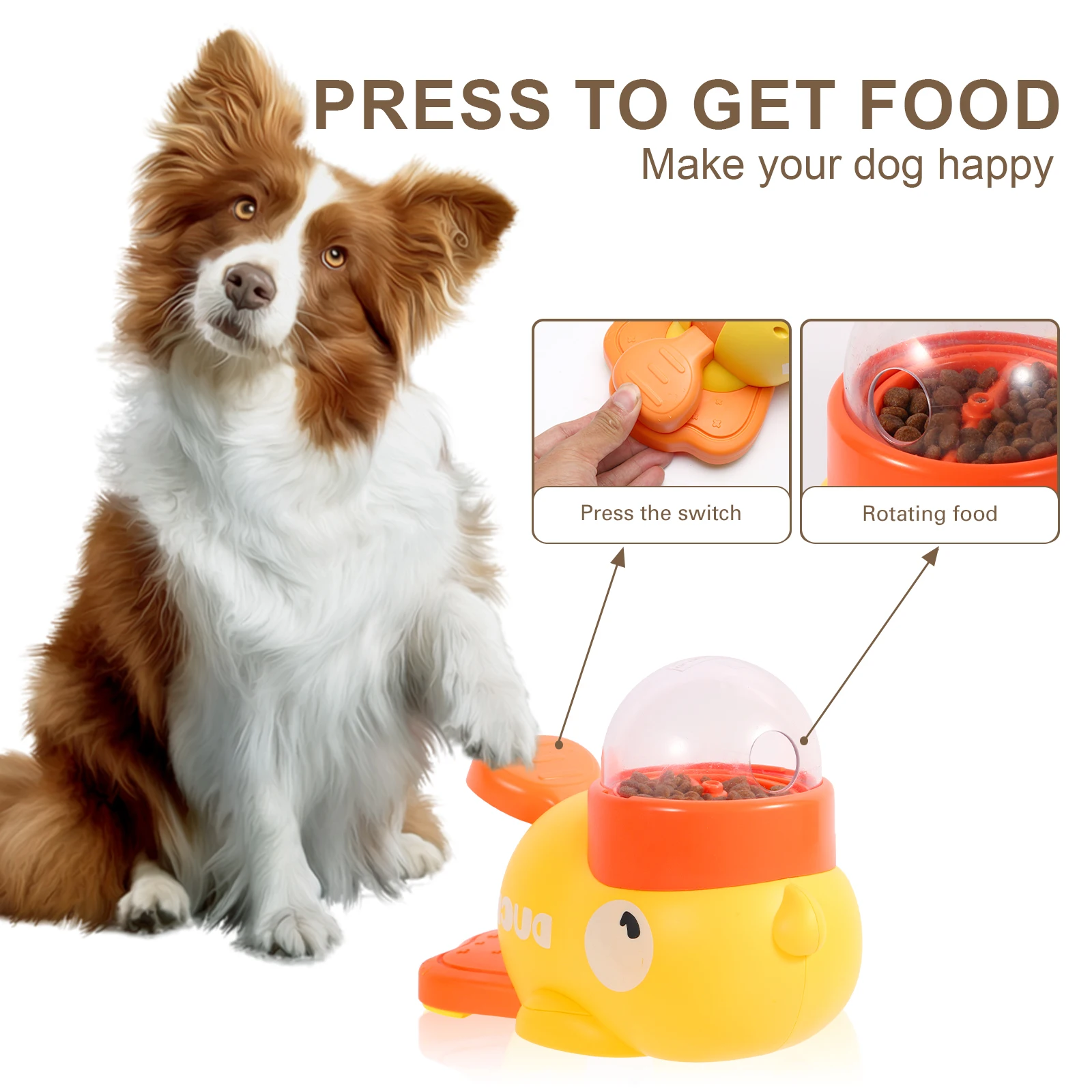 Yellow Duck-Shaped Interactive Dog Treat Dispenser Durable Plastic Training dogToy Puzzle Slow Feeder Dog Entertainment Toy Yellow Duck-Shaped Interactive Dog Treat Dispenser Durable Plastic Training dogToy Puzzle Slow Feeder Dog Entertainment Toy