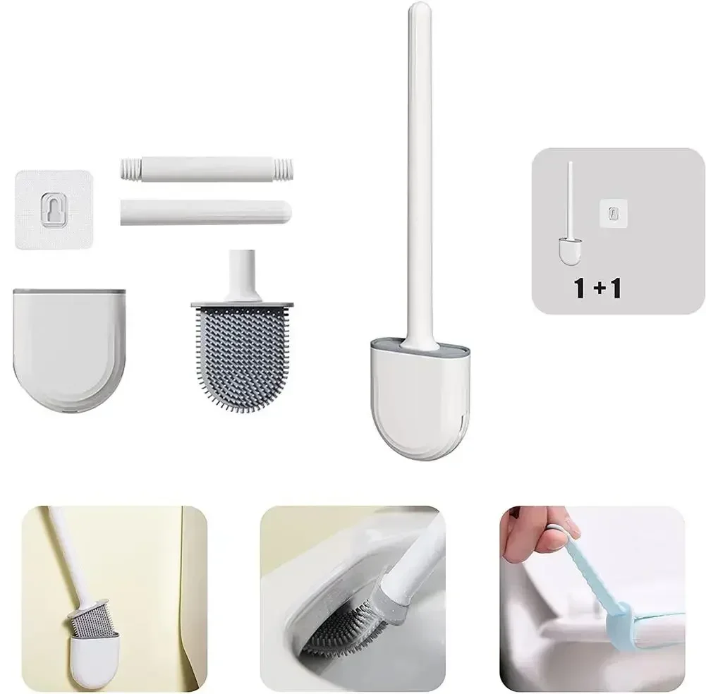 Wall Mounted Toilet Brush Replacement Long Handled Silicone Toilet Brushes Quick Drying Soft Bristles Toilet Bidet Bathroom Set Wall Mounted Toilet Brush Replacement Long Handled Silicone Toilet Brushes Quick Drying Soft Bristles Toilet Bidet Bathroom Set