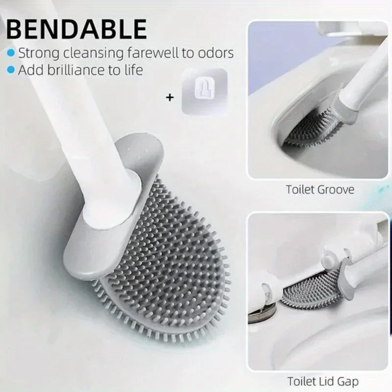 Wall Mounted Toilet Brush Replacement Long Handled Silicone Toilet Brushes Quick Drying Soft Bristles Toilet Bidet Bathroom Set Wall Mounted Toilet Brush Replacement Long Handled Silicone Toilet Brushes Quick Drying Soft Bristles Toilet Bidet Bathroom Set