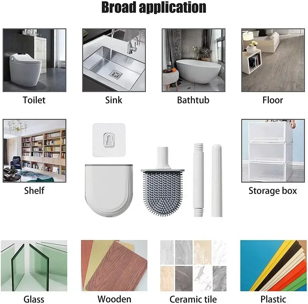 Wall Mounted Toilet Brush Replacement Long Handled Silicone Toilet Brushes Quick Drying Soft Bristles Toilet Bidet Bathroom Set Wall Mounted Toilet Brush Replacement Long Handled Silicone Toilet Brushes Quick Drying Soft Bristles Toilet Bidet Bathroom Set